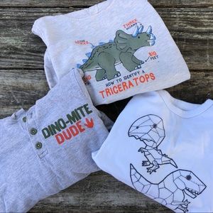 Lot of 3 Toddler 3T Dinosaur Long Sleeve T-shirts